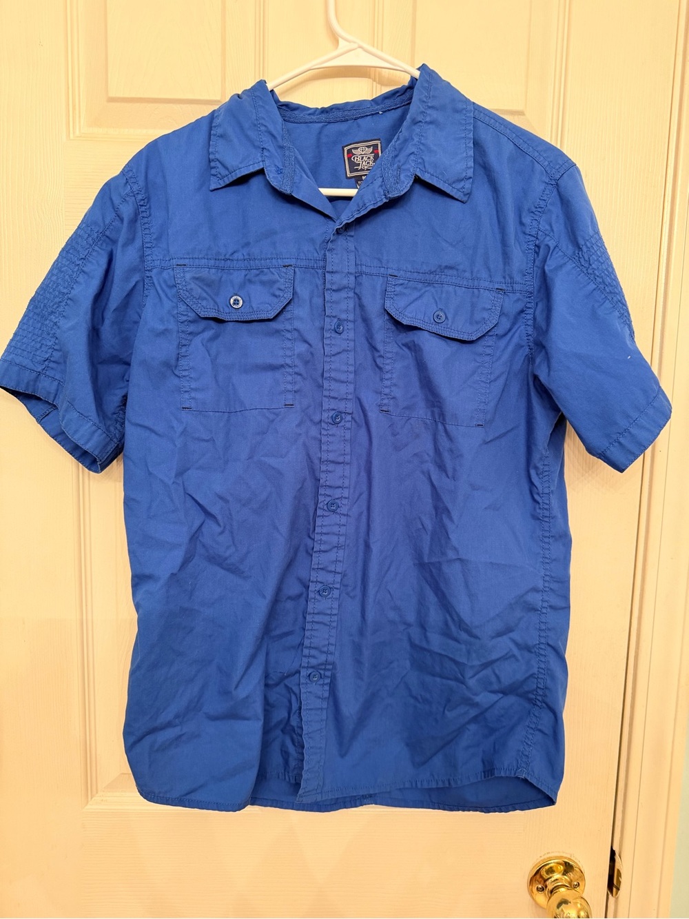 Black Jack Men's Casual Short-Sleeve Button-Down Shirt in Royal Blue